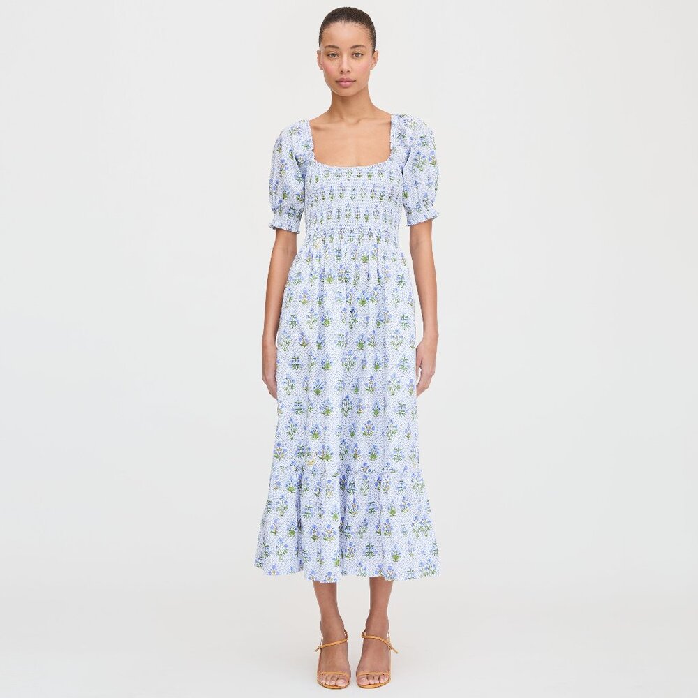 Hill House Blue Floral Midi Dress BNWT